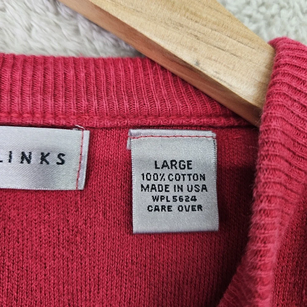 Vintage Cypress Links Sweater Vest Mens L Red 100% Cotton Made USA Preppy Golf